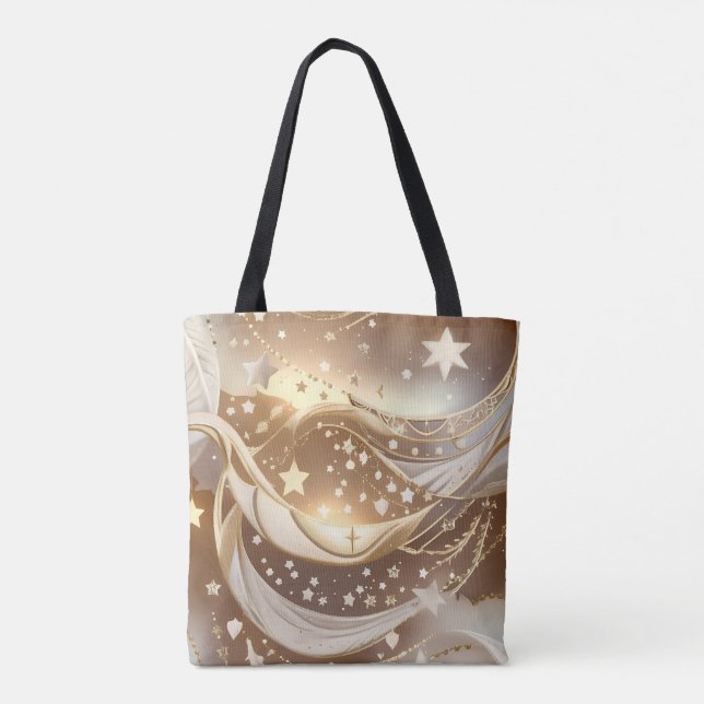Cream Pale Gold Moon Timeless Elegance Tote Bag (Back)