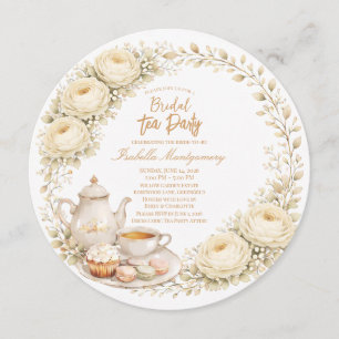 Cream Palette Tea Party Bridal Shower Invitation
