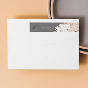 Cream Pampas Grass Floral Jungle Charcoal Wedding Wrap Around Label