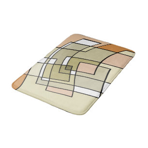 Cream Pastel Autumn Abstract Art Bath Mat