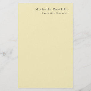 Cream Pastel Color Minimalist Modern Plain Name Stationery