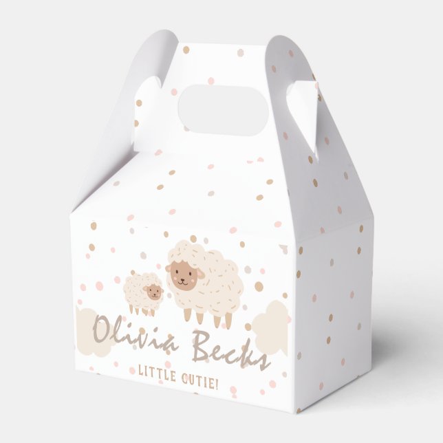 Cream Pastel Illustrative Baby Shower Favour Box (Front Side)