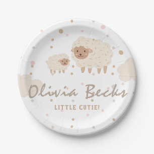Cream Pastel Illustrative Baby Shower Paper Plate