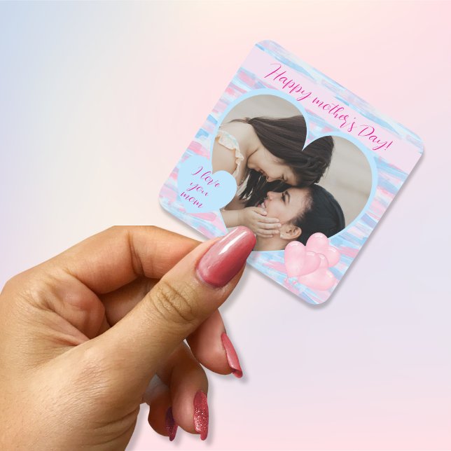 Cream pastel Light blue and pink keepsake Square Sticker (Cream pastel Light blue and pink keepsake Square Sticker)