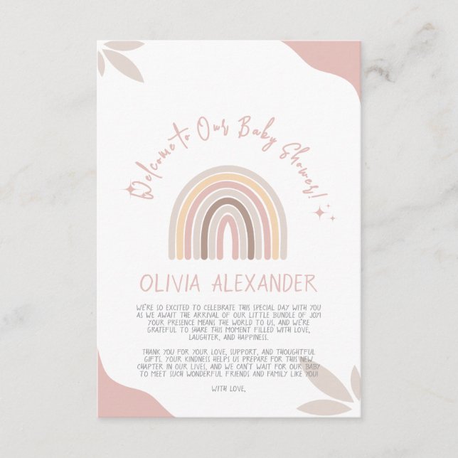 Cream Pastel Simple Minimalist Baby Shower Enclosure Card (Front)