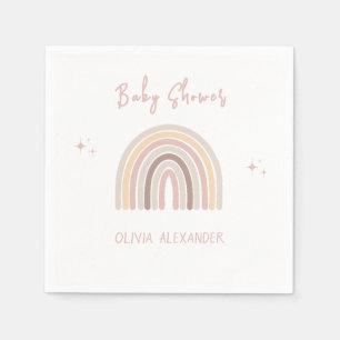 Cream Pastel Simple Minimalist Baby Shower Napkin