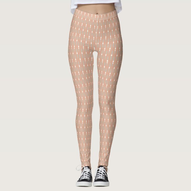 Cream Pattern Leggings  (Front)
