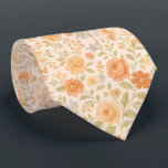 Cream & Peach Floral Pattern Tie<br><div class="desc">Embrace soft romance with this exquisite cream silk necktie featuring a delicate all-over pattern of peach and coral roses with subtle mint leaves – a timeless Liberty-style floral that radiates warmth and refinement. Perfect for spring and summer weddings, garden ceremonies, Easter celebrations, or adding tender sophistication to light gray, beige,...</div>
