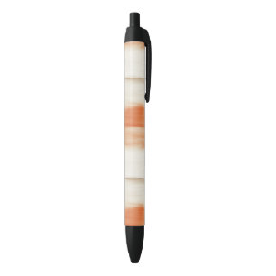 Cream Peach Orange Stripes Birthday Black Ink Pen