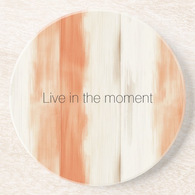 Cream Peach Orange Stripes Coaster (Front)