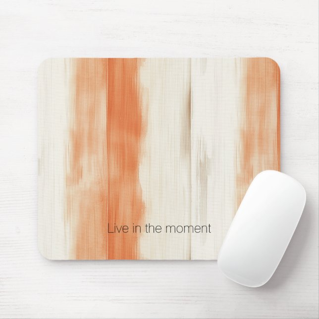 Cream Peach Orange Stripes Mouse Pad (With Mouse)
