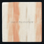 Cream Peach Orange Stripes Stone Coaster<br><div class="desc">Cream Peach Orange Stripes</div>