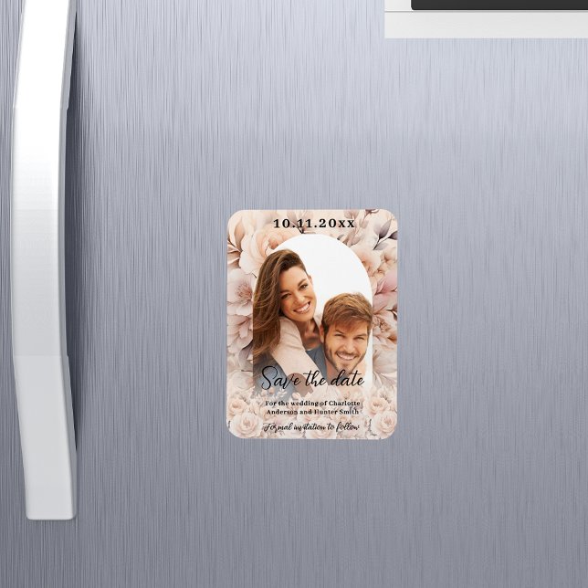 Cream peach roses photo arch wedding Save the Date Magnet (Creator Uploaded)