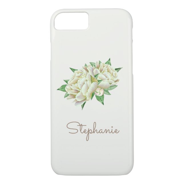 Cream Peonies Pretty Watercolor Case-Mate iPhone Case (Back)