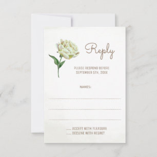 Cream Peony Flower Wedding Reply Cards