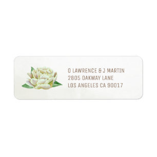Cream Peony Return Address Labels
