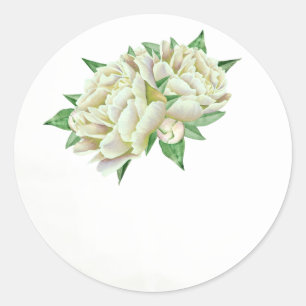 Cream Peony Wedding Favour Stickers