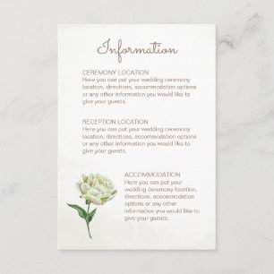 Cream Peony Wedding Information Cards