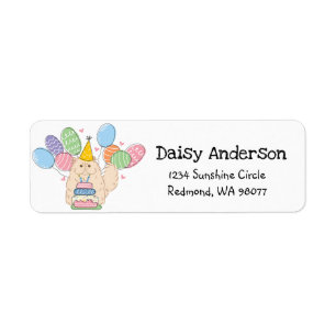 Cream Persian Cat Birthday Return Address Label