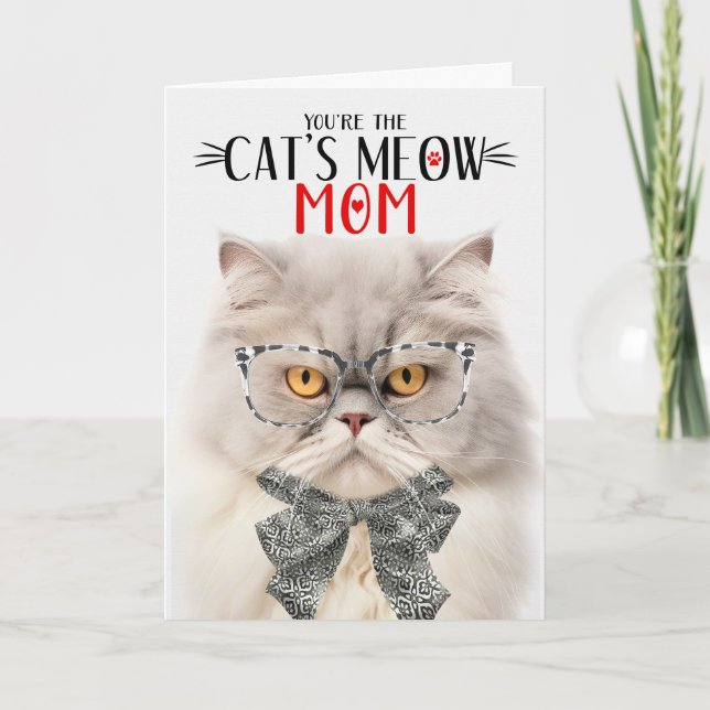 Cream Persian Cat for Mum on Mother's Day Holiday Card (Front)