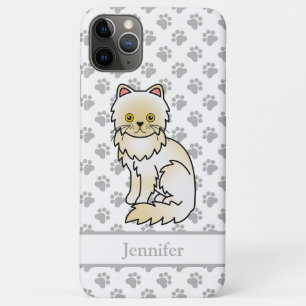 Cream Persian Cute Cartoon Cat & Name Case-Mate iPhone Case