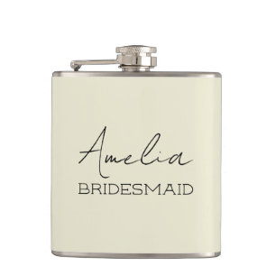 Cream Personalised Bridesmaid Hip Flask