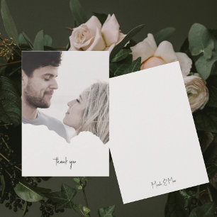 Cream Personalised Couple Photo Wedding Thank You Card