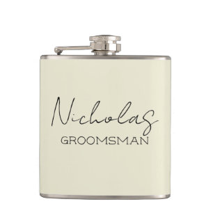 Cream Personalised Groomsman Hip Flask