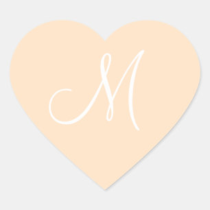 Cream  Personalised Initial Invitation Heart Sticker