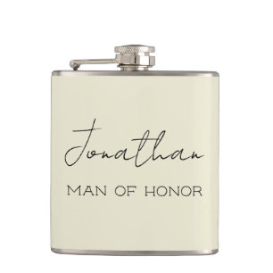 Cream Personalised Man of Honour Hip Flask