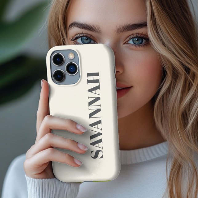 Cream personalised name simple  Case-Mate iPhone case (Creator Uploaded)