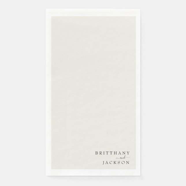 Cream Personalised Wedding Napkin (Front)