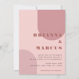 Cream Pink Boho Arch Geometric All in One Wedding Invitation