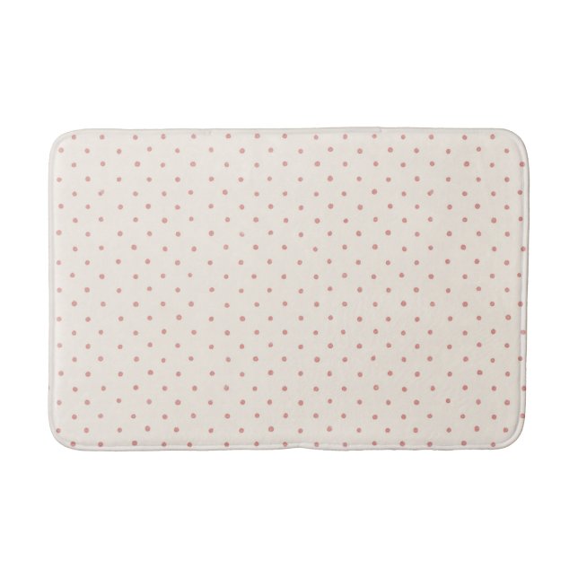 Cream Pink Dots Whimsical  Bath Mat (Front)