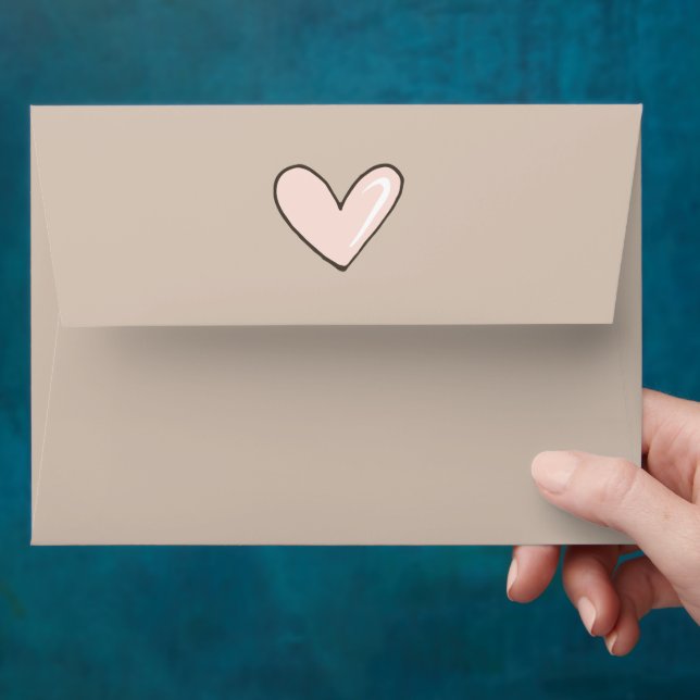 Cream Pink Heart Baby Shower Envelope (Hand)