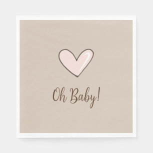 Cream Pink Heart Baby Shower Napkin