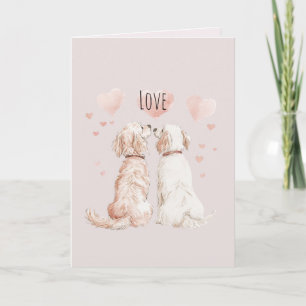 Cream Pink Hearts Dog Love Card