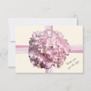 Cream Pink Hydrangea Flat Thank You Notes
