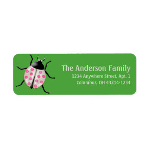 Cream & Pink Ladybug Cute Address Labels