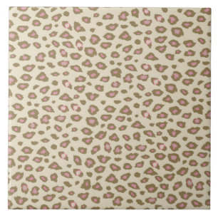 Cream Pink Leopard Print Tile