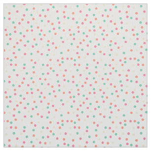 Cream, Pink, Orange, Yellow, Green Polka Dots Fabric