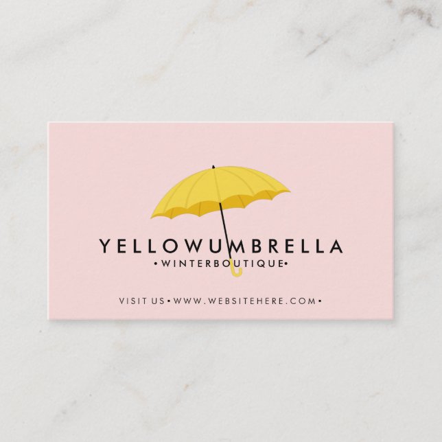 Cream pink Umbrella Business Card (Front)