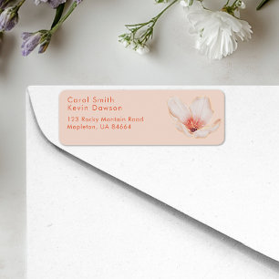 Cream pink with orange text return address 