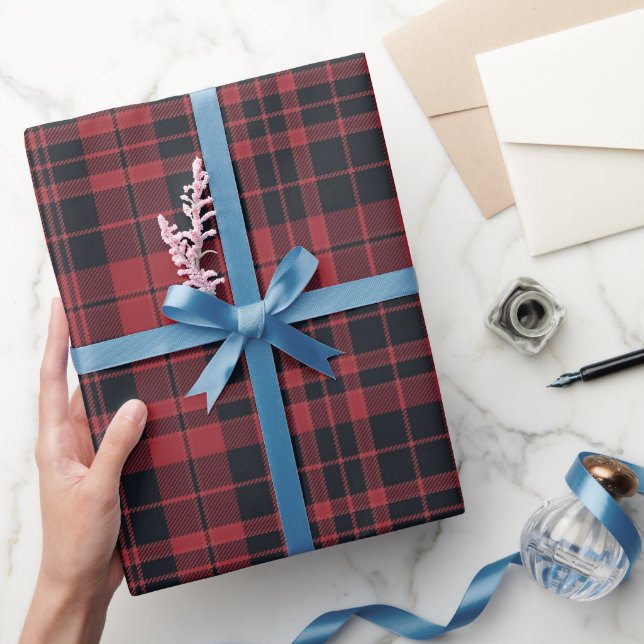 Cream Plaid and Ribbon Christmas Wrapping Paper (Gifting)