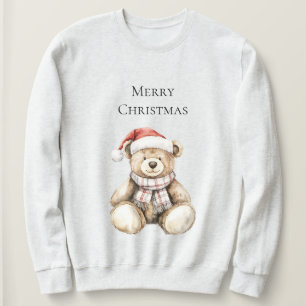 Cream Plaid Christmas Teddy Bear Sweatshirt
