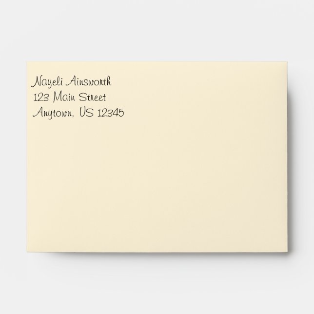 Cream Plain Simple A6 4x6 Return Address Envelopes (Front)