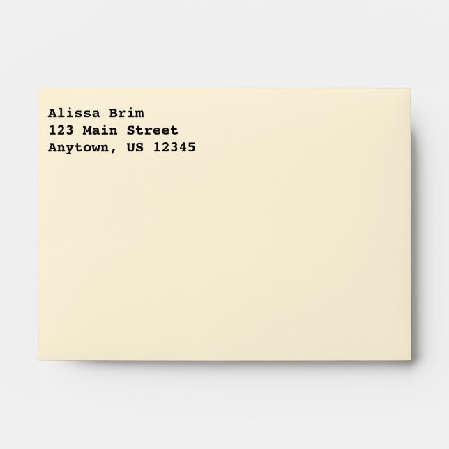 Cream Plain Simple A6 4x6 Return Address Envelopes (Front)
