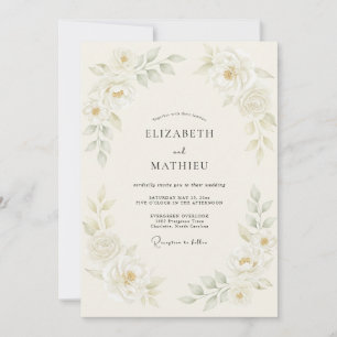 Cream Poetic Botanical Wedding Invitation
