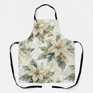 Cream Poinsettia Flowers Apron