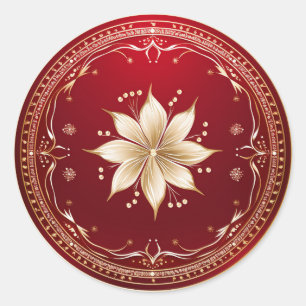 Cream Poinsettia Seasonal Splendour  Classic Round Sticker